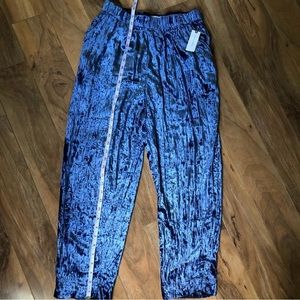 Anthropologie NWT NAVY BLUE VELVET PANTS SMALL